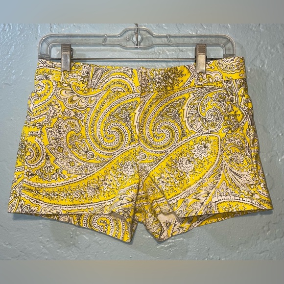 J. Crew yellow white paisley print shorts size 2 - Picture 1 of 5